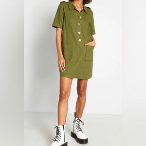 ModCloth Army Green Minidress (Size Large)